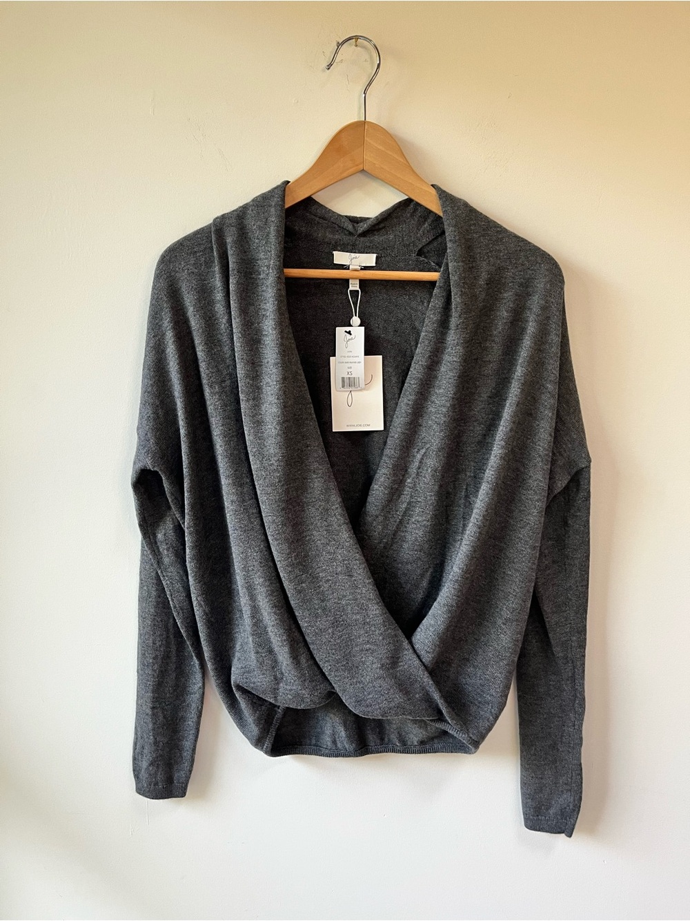 Joie Gray Wrap Front Long Sleeve Sweater XS